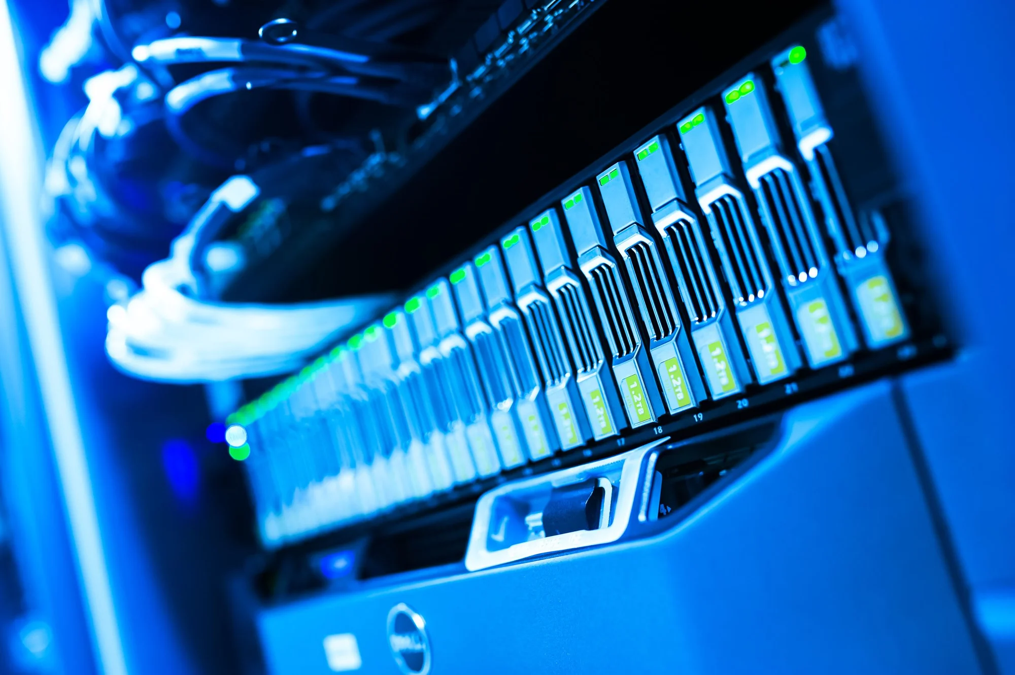 Compute and storage hardware installed in a server rack